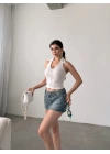 Gömlek Yaka Önü Düğme Detaylı Bluz