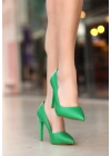 Hillar Yeşil Cilt Stiletto Ayakkabı