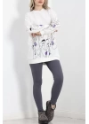 İki İplik Baskılı Tunik Sweat Ekru - 40046.555.