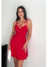 İnce çift askılı mini elbise