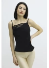 İp Askılı Dantel İşlemeli Bluz Siyah - P-019808