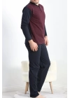 Jakarlı Erkek Pijama Takımı Bordo - 40064.1838.