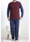 Jakarlı Erkek Pijama Takımı Bordo2 - 40064.1838.