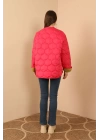 Jesica Kumaş  Soğan Desen Kapitone Kadın Mont-FUŞYA