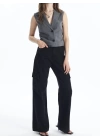 Kargo cep jeans pantolon siyah