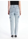 Kargo cep kar yıkama jeans pantolon