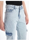 Kargo cep kar yıkama jeans pantolon