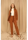 Kaşe Kumaş Klasik Kadın Camel Pantolon