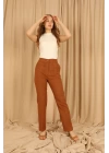 Kaşe Kumaş Klasik Kadın Camel Pantolon