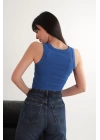 Kaşkorse Kumaş Newyork Nakışlı Kadın Crop-Saks