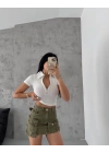 kaşkorse yaka fermuarlı bluz beyaz