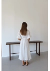 Kısa kollu müslin elbise beyaz pt