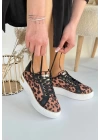 Kity Leopar Saten Bağcıklı Spor Ayakkabı