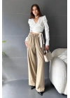 Kruvaze Yaka Beli Kuşaklı Crop Bluz