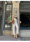 Kruvaze Yaka Crop Bluz Ve Detaylı Pantolon Triko  İkili Takım