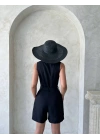 Kuşaklı şortlu tulum