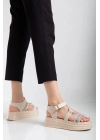 Lenda Bej Cilt Kemerli Sandalet