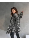 Leopar Desen Çift Cep Oversize Denim Gömlek Ceket
