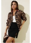 Leopar desenli astarlı ceket siyah t1192