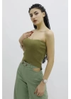 Likralı Triko Büstiyer Haki - P-019895