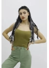 Likralı Triko Büstiyer Haki - P-019895
