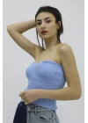 Likralı Triko Büstiyer Mavi - P-019895