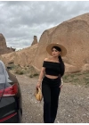 Madonna yaka bol paça pantolonlu takım