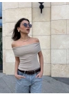Madonna yaka sıfır kol bluz