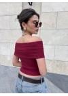 Madonna yaka sıfır kol bluz