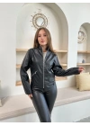 Mevsimlik deri ceket siyah st255510