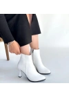 Mişha Beyaz Cilt Topuklu Bot