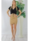 Ön Büzgülü Crop Bluz Siyah - 1293.33