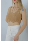 Örme Kolsuz Bayan Triko Vizon - 106471