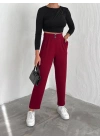 örme krep pantolon çift düğmeli
