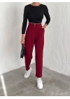 örme krep pantolon çift düğmeli