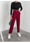 örme krep pantolon çift düğmeli