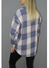 Oversize Ekose Gömlek Mavi - 4686.140