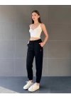 paça lastikli rahat kumaş eşofman siyah