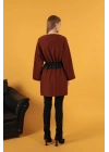 Petek Kumaş Garnili Oversize Kadın Sweat-Kahve