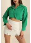 Poplin crop gömlek yeşil s3060