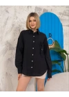 Relax fit keten gömlek siyah s255349
