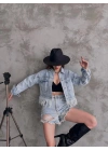 Saçak Detaylı Denim Ceket