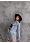 Saçak Detaylı Denim Ceket