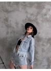 Saçak Detaylı Denim Ceket