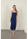 Sandy Kumaş İp Askılı Basic Elbise-Saks