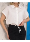 Sıfır kollu bağlamalı crop gömlek beyaz s255359