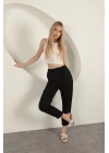 Sofia Keten Duble Paça Kadın Pantolon-Siyah