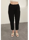 Sofia Keten Duble Paça Kadın Pantolon-Siyah