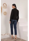 Soft Kumaş Crop Kadın İnci Düğme Detay Gömlek-Acı Kahve
