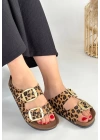 Tanta Leopar Süet Tokalı Terlik